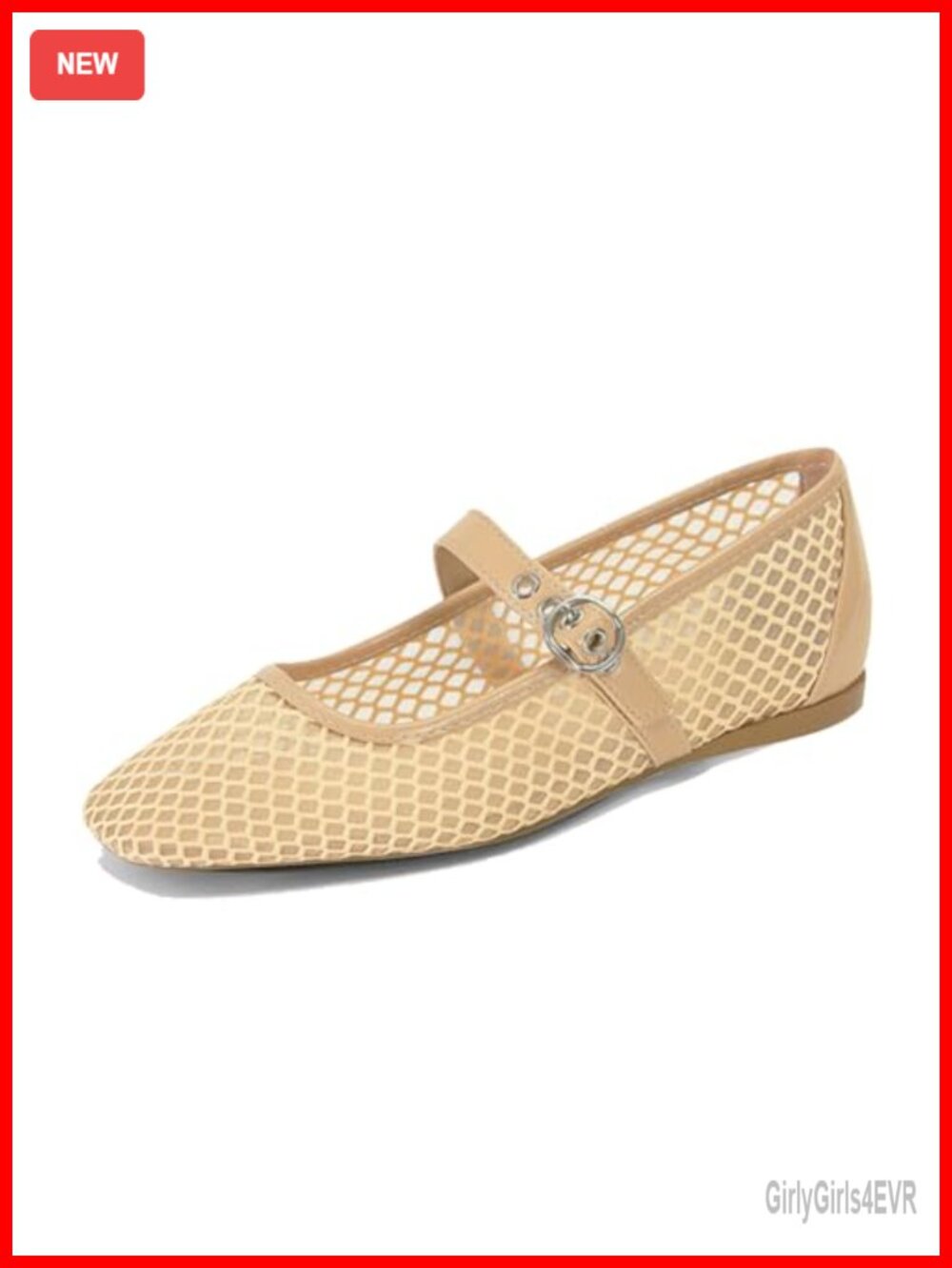 Woven Mesh Ballet Flats with Buckle Strap Summer Ballerina Flat Shoes